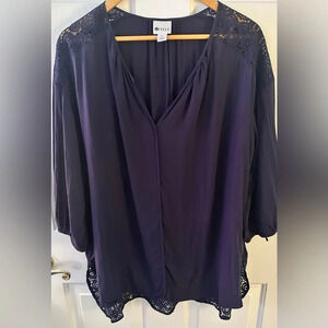 Navy Lace Stylus Blouse Size XL